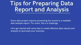 Preparing Data and Analysis Report