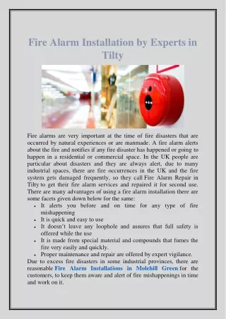 fire alarm installation by experts in tilty