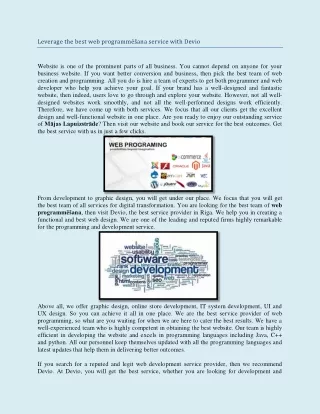 leverage the best web programm ana service with