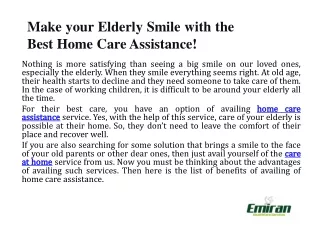 Make your Elderly Smile with the Best Home Care Assistance!