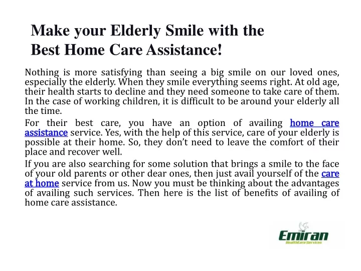 make your elderly smile with the best home
