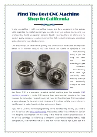 Find The Best CNC Machine Shop In California