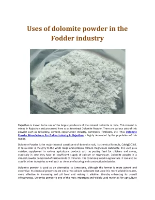 dolomite powder used in the Fodder industry-converted