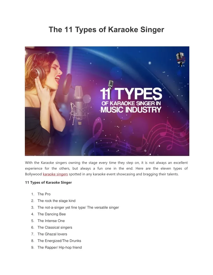 the 11 types of karaoke singer