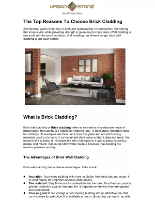 The Top Reasons To Choose Brick Cladding