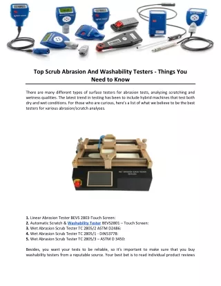 Top Scrub Abrasion And Washability Testers - Things You Need to Know