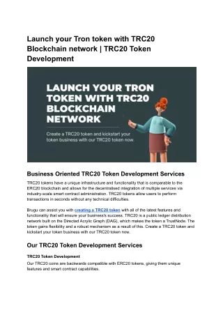 Launch your Tron token with TRC20 Blockchain network _ TRC20 Token Development