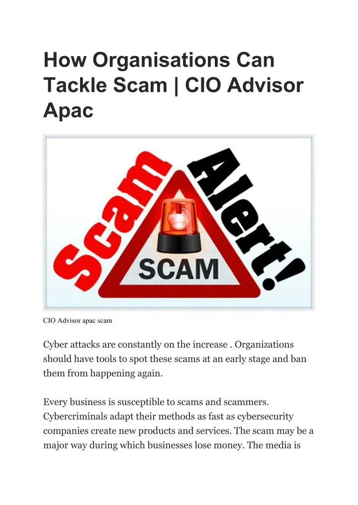how organisations can tackle scam cio advisor apac