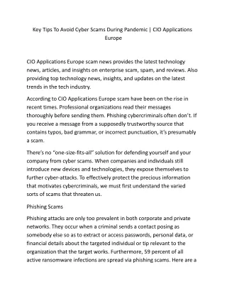 cio applications europe scam