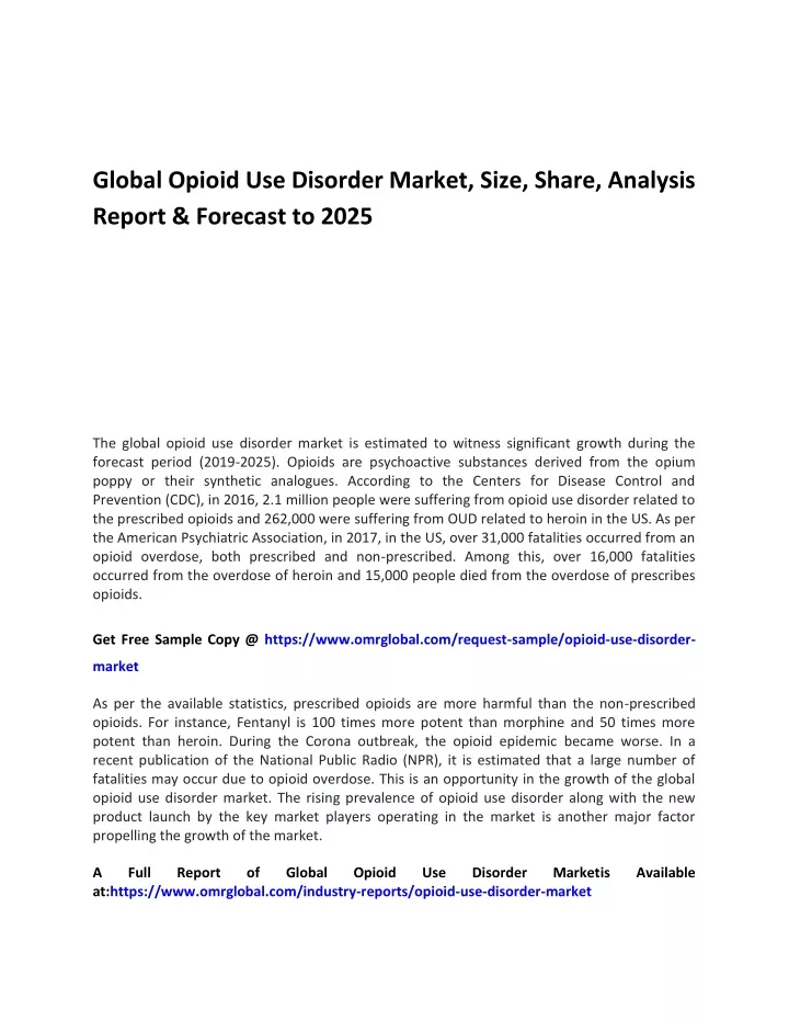 global opioid use disorder market size share