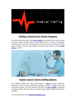 finding a good locum tenens company