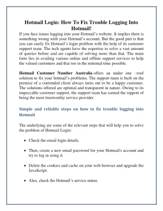 Hotmail Login: How To Fix Trouble Logging Into Hotmail!