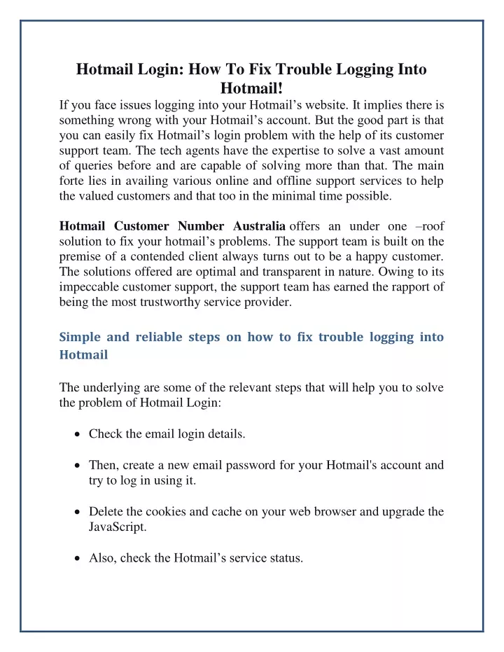 hotmail login how to fix trouble logging into