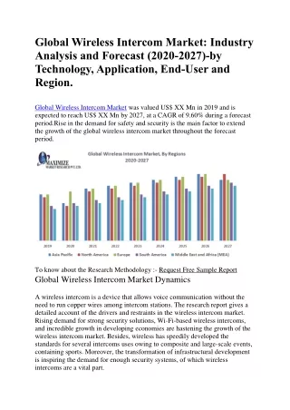 global wireless intercom market industry analysis