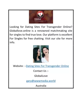 Dating Sites for Transgender Online | Globallove.online