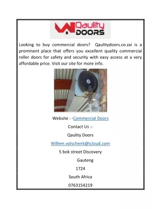 Commercial Doors | Qaulitydoors.co.za