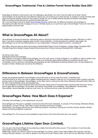 GroovePages Evaluation: Free & Life Time Funnel Home Builder Offer 2021