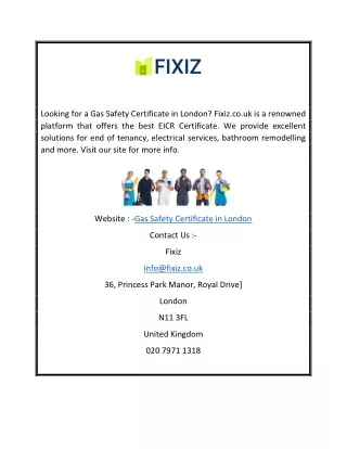 Gas Safety Certificate in London | Fixiz.co.uk