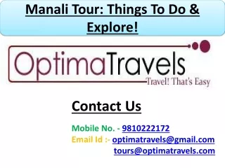 Manali Tour Things To Do & Explore