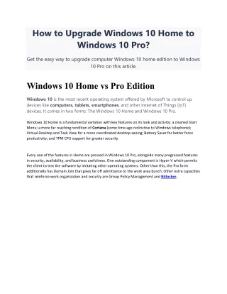 How to Upgrade Windows 10 Home to Windows 10 Pro?