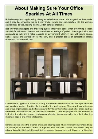 about making sure your office sparkles