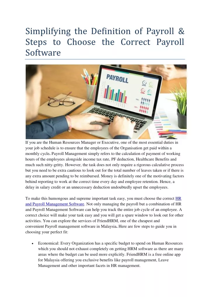 simplifying the definition of payroll steps