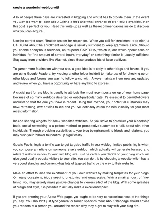 create a wonderful weblog with a lot of people
