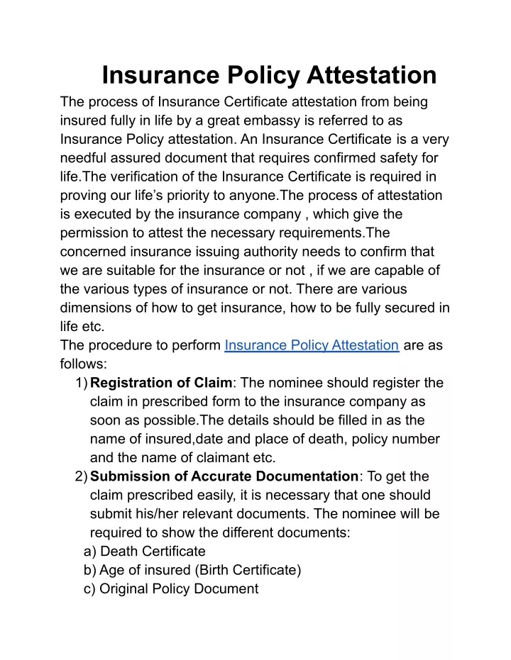 insurance policy attestation the process