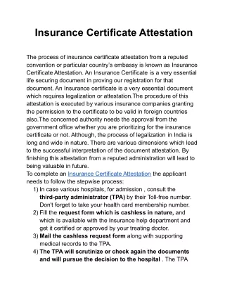 Insurance Certificate Attestation