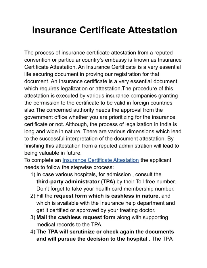 insurance certificate attestation