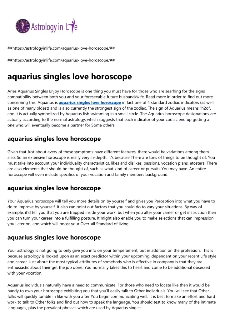PPT aquarius singles love horoscope PowerPoint Presentation, free