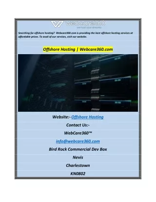 Offshore Hosting  Webcare360.com