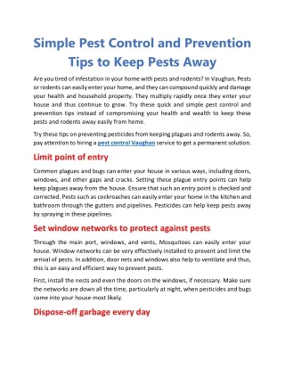 Simple Pest Control and Prevention Tips to Keep Pests Away