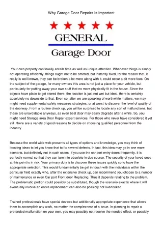 why garage door repairs is important