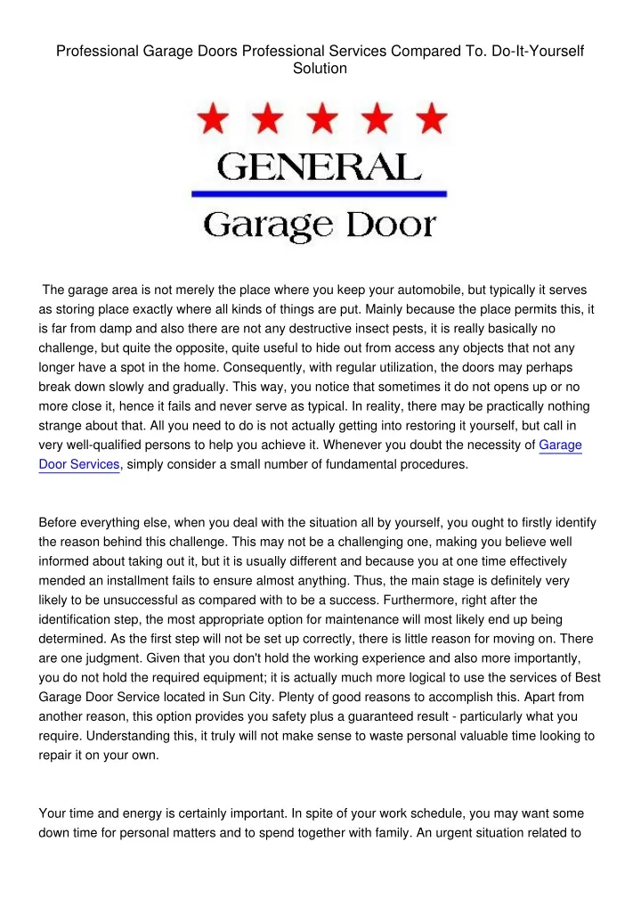 professional garage doors professional services