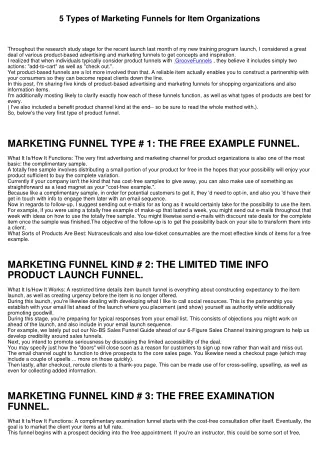 5 Sorts Of Advertising And Marketing Funnels for Product Organizations