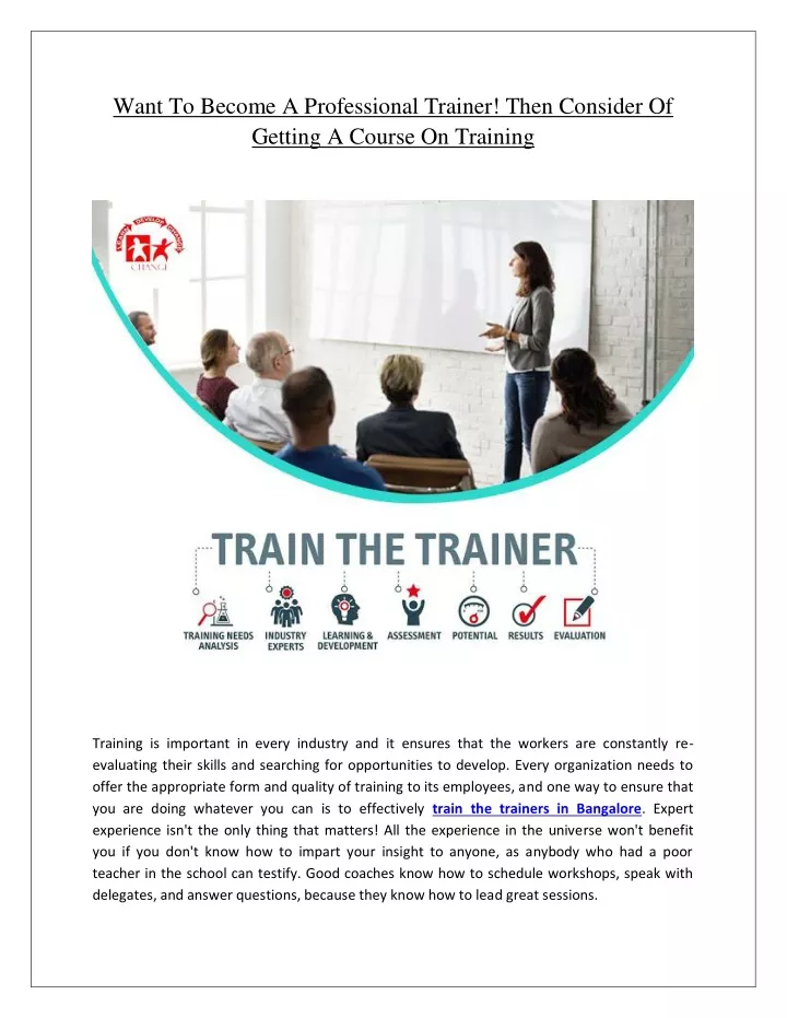 want to become a professional trainer then