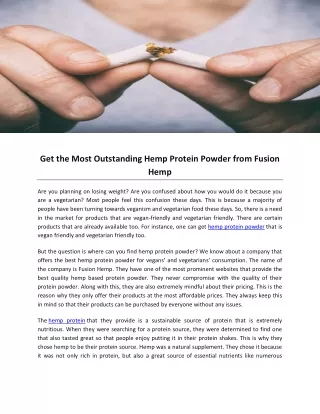 Get the Most Outstanding Hemp Protein Powder from