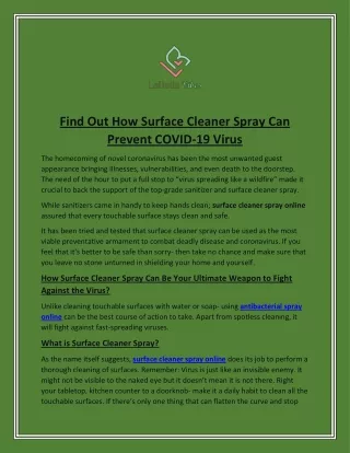 find out how surface cleaner spray can prevent