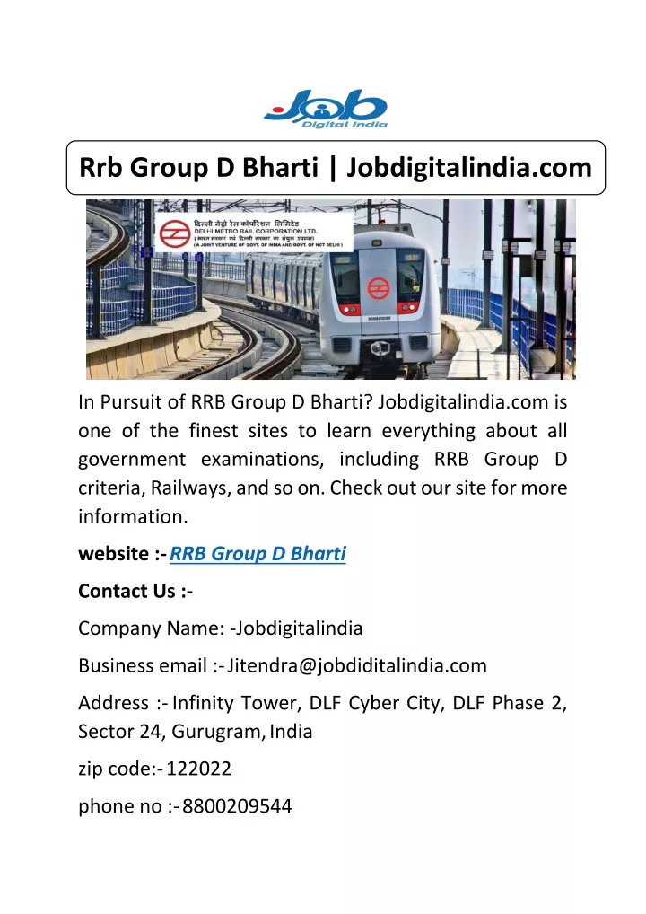 rrb group d bharti jobdigitalindia com