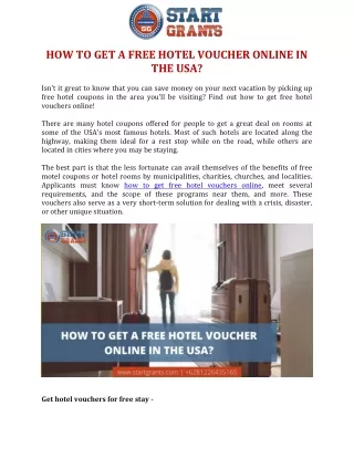 How to Get a Free Hotel Voucher Online in the USA?