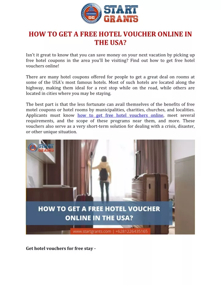 how to get a free hotel voucher online in the usa