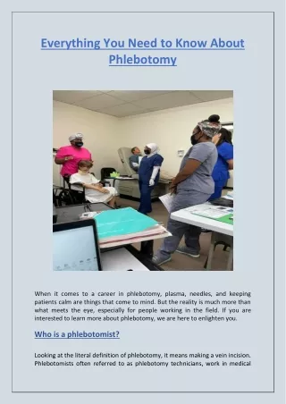 Everything You Need to Know About Phlebotomy