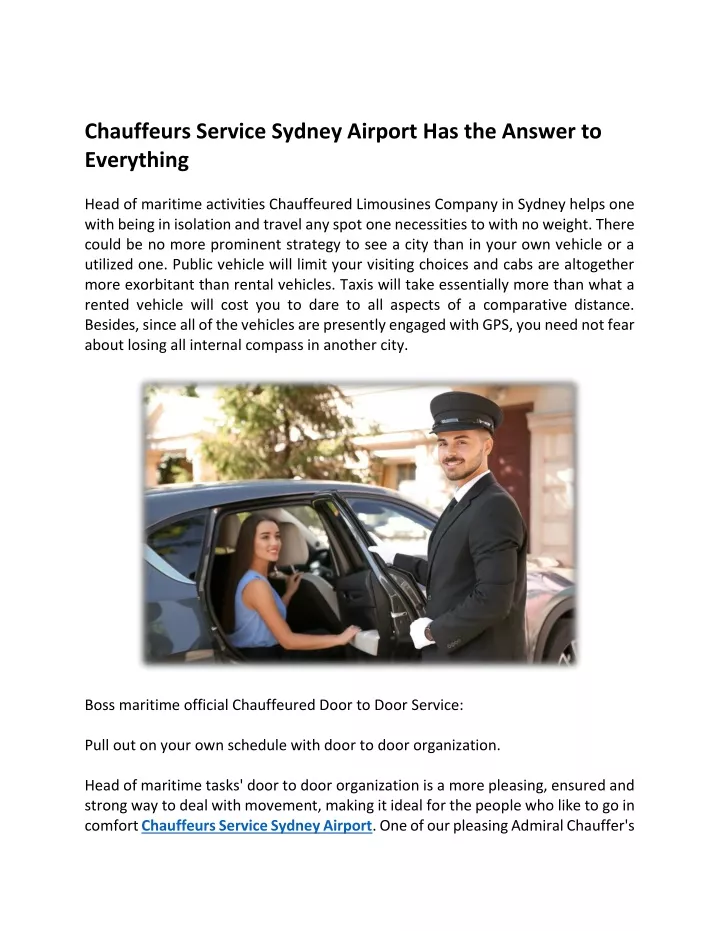 chauffeurs service sydney airport has the answer