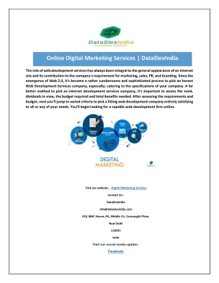 Online Digital Marketing Services | DataSlexIndia