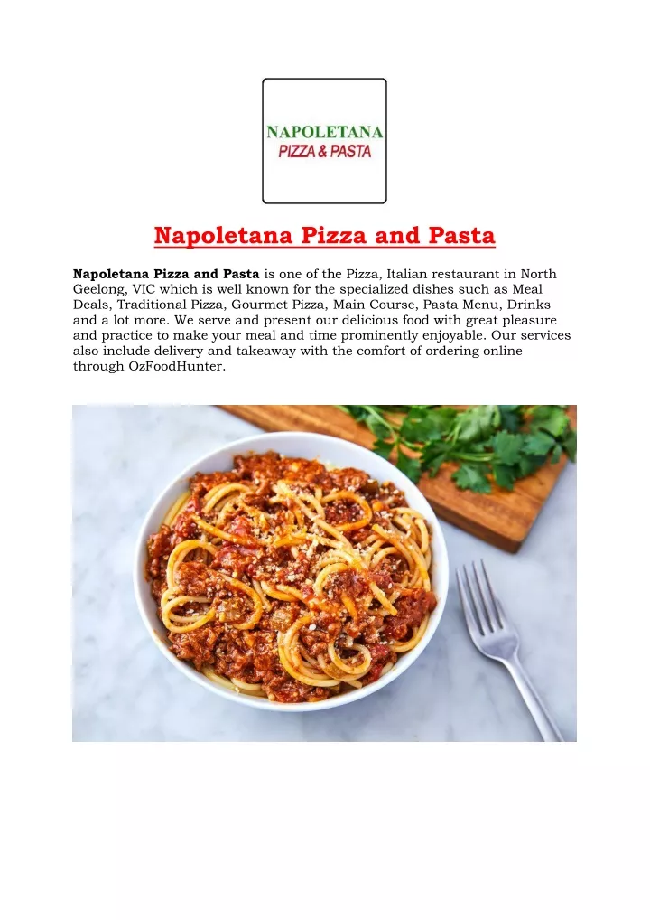 napoletana pizza and pasta napoletana pizza