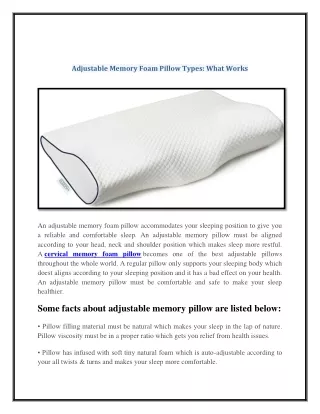 adjustable memory foam pillow types what works