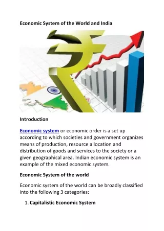 Economic System of the World and India
