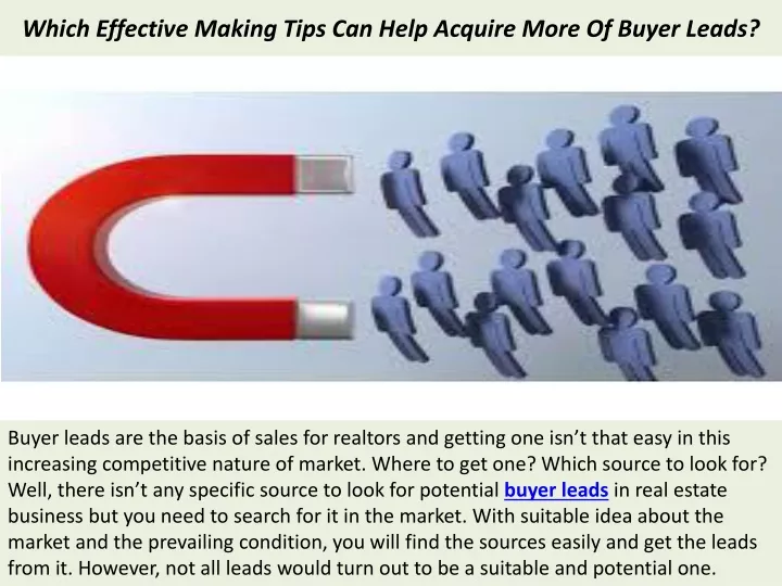 which effective making tips can help acquire more of buyer leads