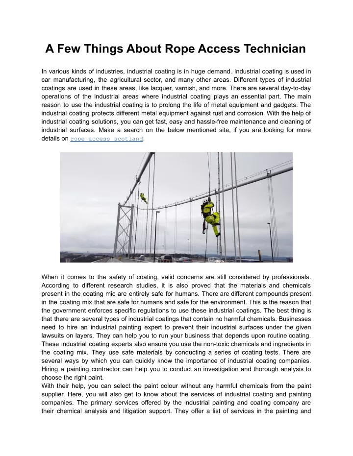 a few things about rope access technician